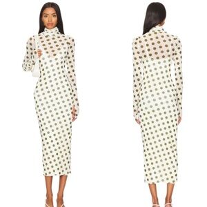AFRM turtleneck polka dot mesh dress Size M